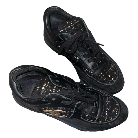 CHANEL Black and Gold Sneakers - Picture 1 of 5